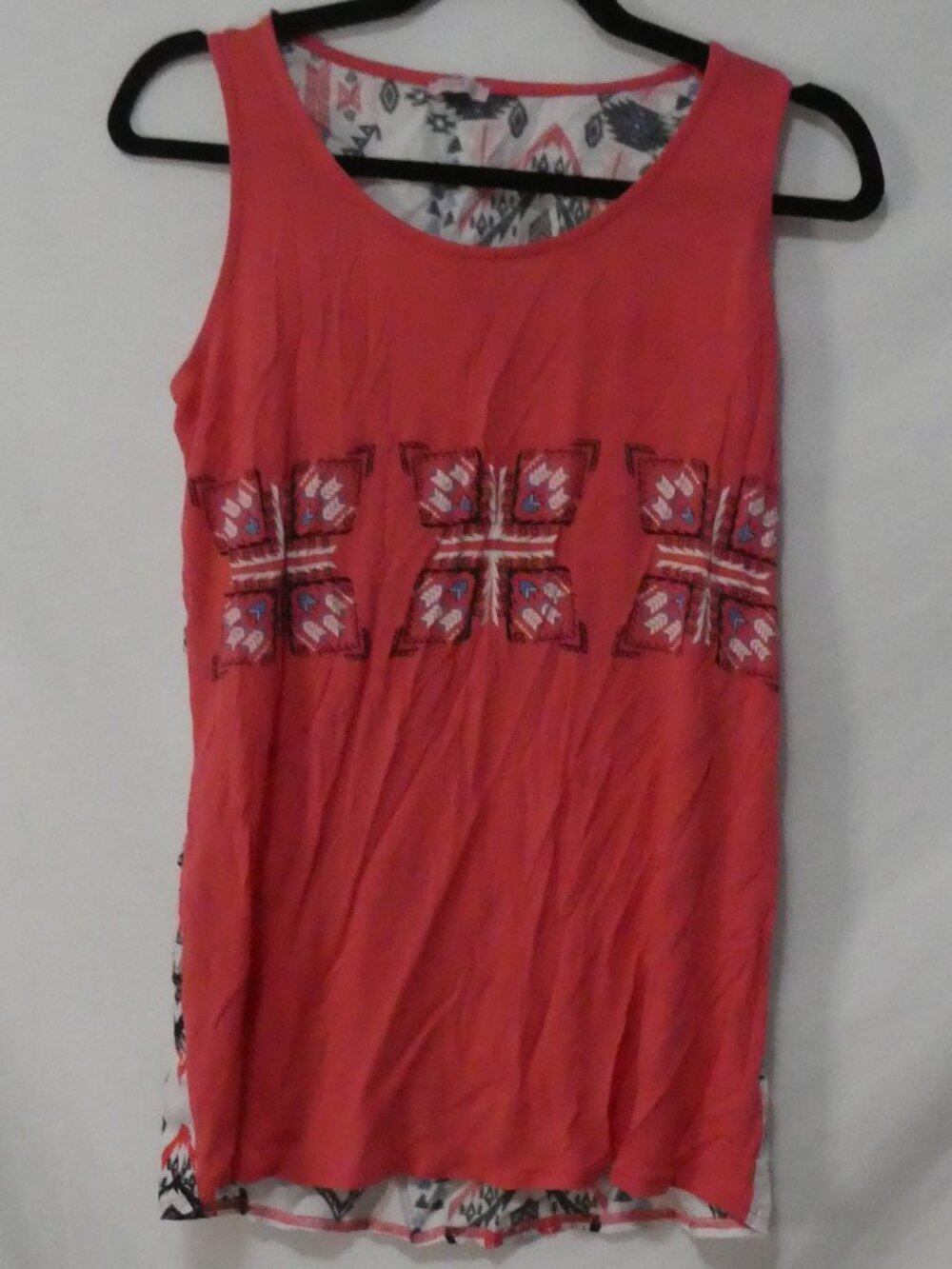 SUWEN LINGERIE Coral Southwest Graphic Print Tank Top Large